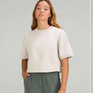 Lululemon Crop Top Shirt Size 6 New Cotton French Terry Swift Tee Neutral